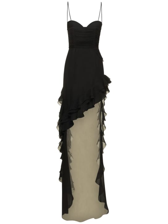 Alessandra Rich: Silk maxi dress with ruffles