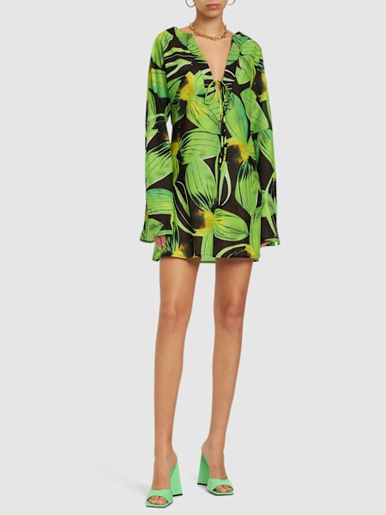 Louisa Ballou: Vestido corto de algodón con lazada