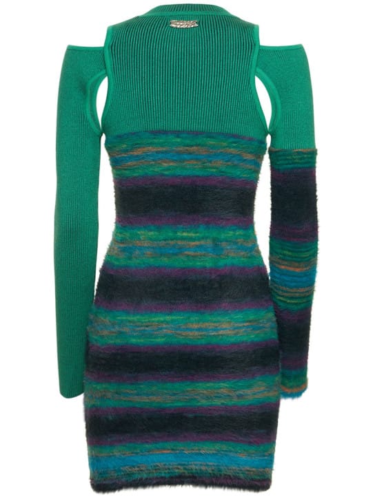 Andersson Bell: Vestido corto de punto con mangas asimétricas