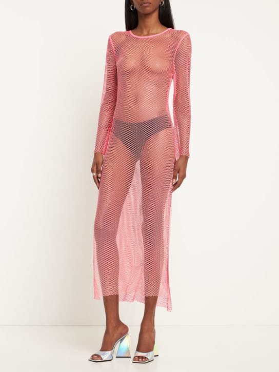 Leslie Amon: Long mesh dress with crystals