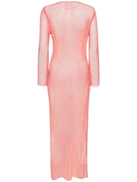 Leslie Amon: Long mesh dress with crystals