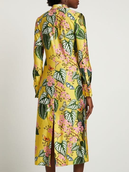 Oscar De La Renta: Vestido camisero midi estampado