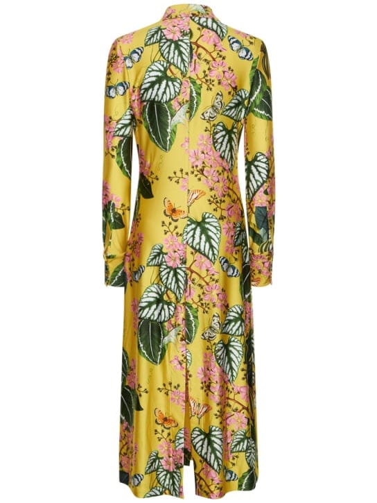 Oscar De La Renta: Vestido camisero midi estampado