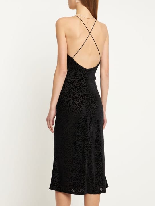 Musier Paris: Vestido midi de terciopelo devoré