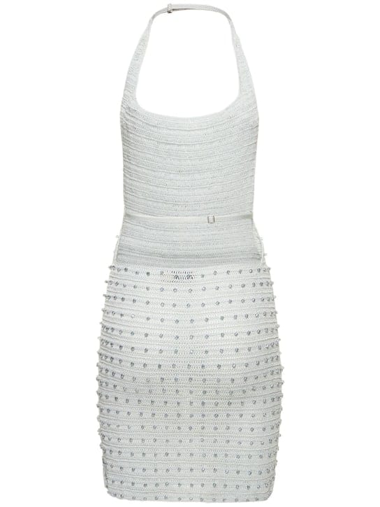Aya Muse: Halterneck mini dress with crystals