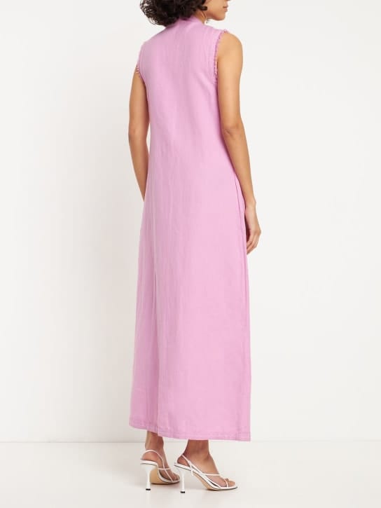 Maria de la Orden: Besticktes Kleid aus Baumwoll-Leinen