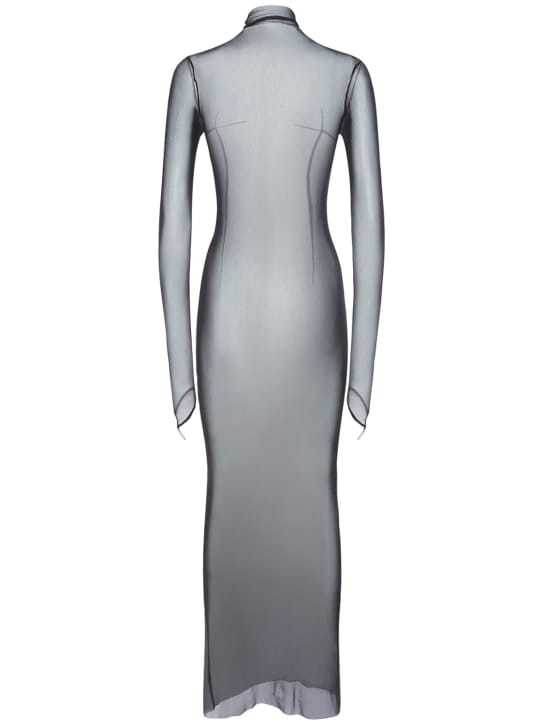 Ann Demeulemeester: High neck stretch tulle maxi dress