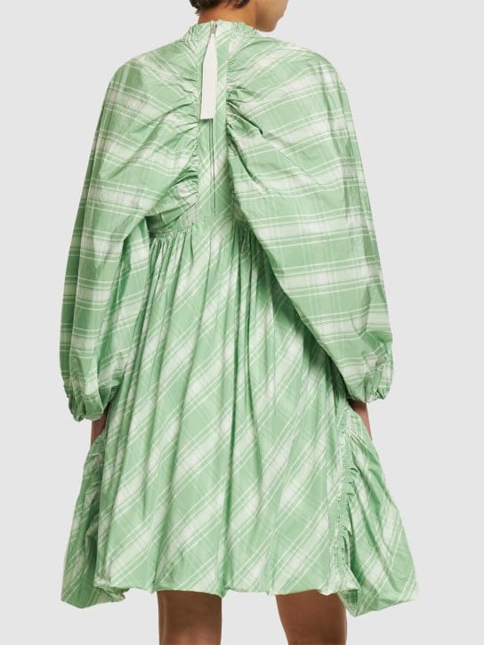 Jil Sander: Vestido de cuadros con mangas abullonadas