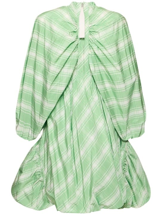 Jil Sander: Vestido de cuadros con mangas abullonadas