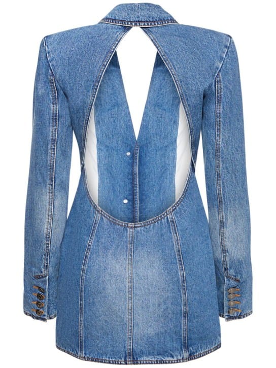 Area: Robe blazer en denim avec cristaux