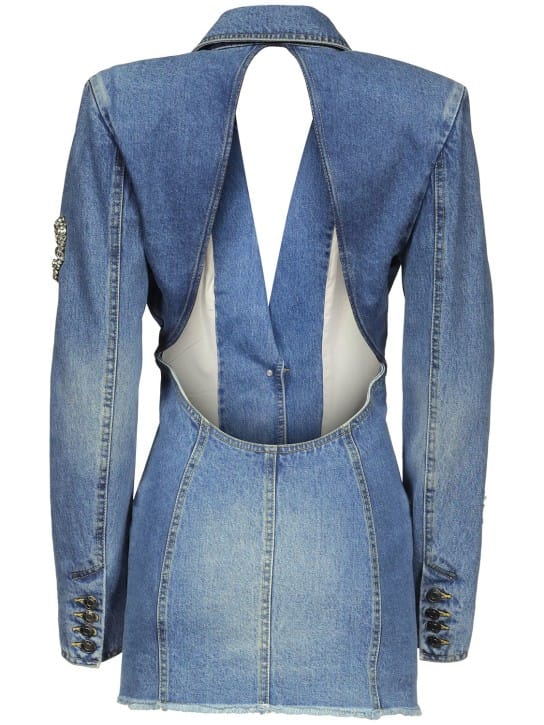 Area: Robe blazer en denim avec cristaux