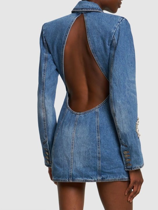Area: Robe blazer en denim avec cristaux