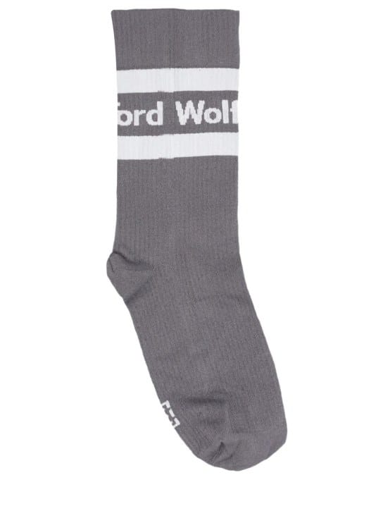 Wolford - Logo罗纹针织混棉袜子