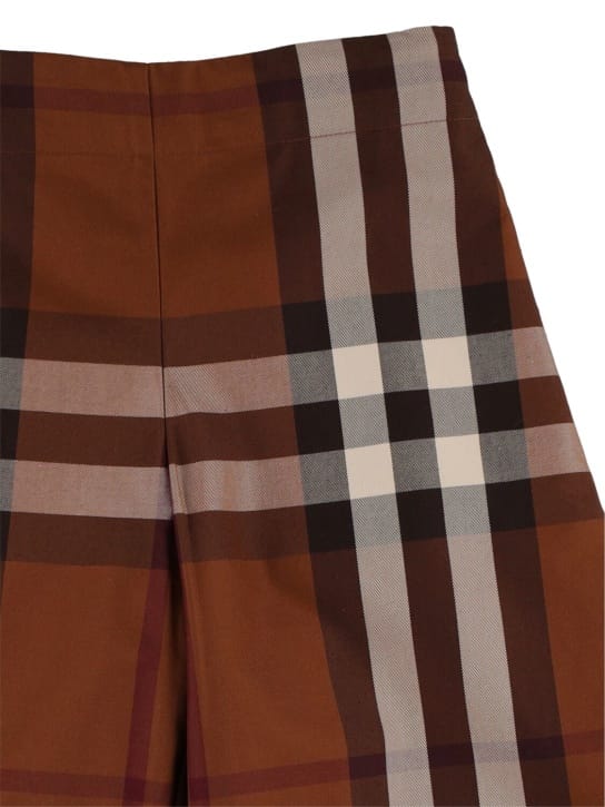 Burberry - 格纹印花棉质阔腿裤