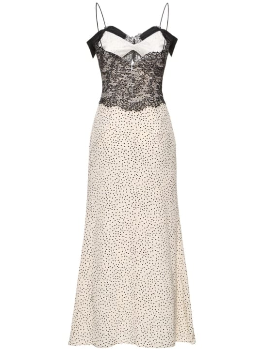 Alessandra Rich: Langes Seidenkleid mit Spitze