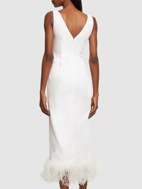 Alessandra Rich: Midikleid mit Saum aus Federn