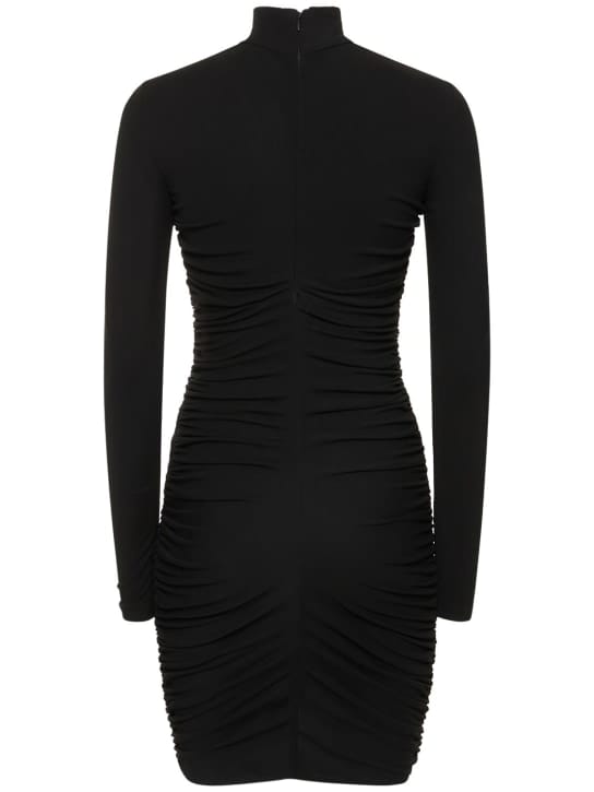 Giambattista Valli: Ruched mini dress with lace