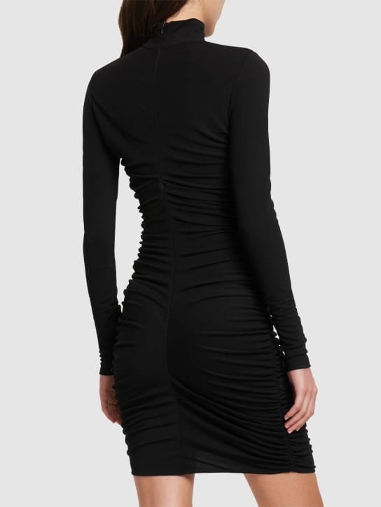 Giambattista Valli: Ruched mini dress with lace
