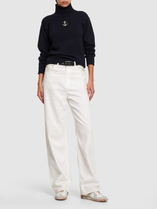 Jil Sander - Logo羊毛针织高领毛衣