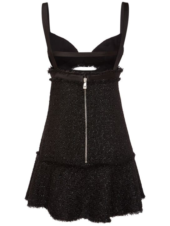 Versace: Vestido corto acampanado en mezcla de lana