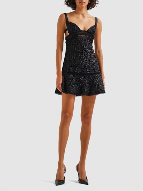 Versace: Vestido corto acampanado en mezcla de lana