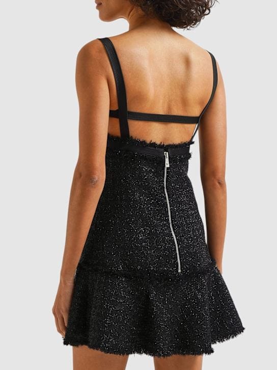 Versace: Vestido corto acampanado en mezcla de lana