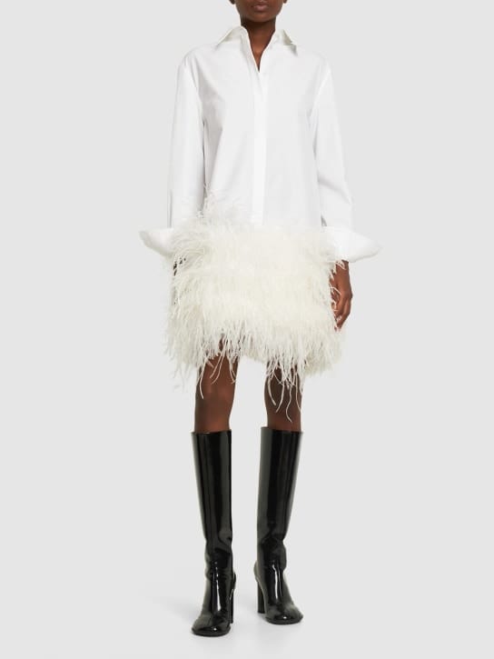 Valentino: Abito chemisier in cotone con piume