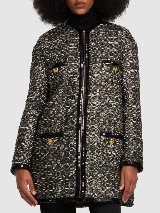 Giambattista Valli: 金银丝花呢无领大衣