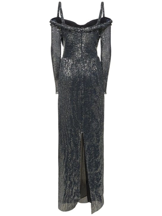 ALTUZARRA: Robe longue à sequins et découpes