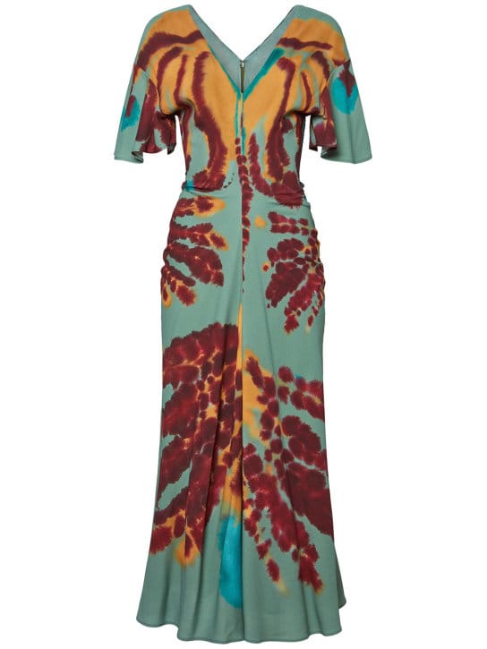ALTUZARRA: Robe midi en crêpe à col V