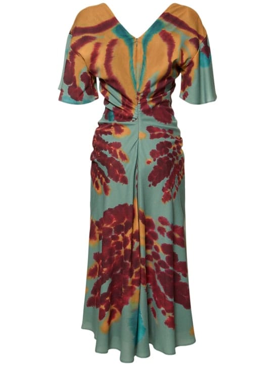 ALTUZARRA: Robe midi en crêpe à col V