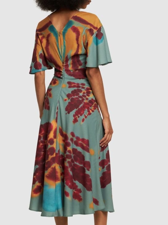 ALTUZARRA: Robe midi en crêpe à col V