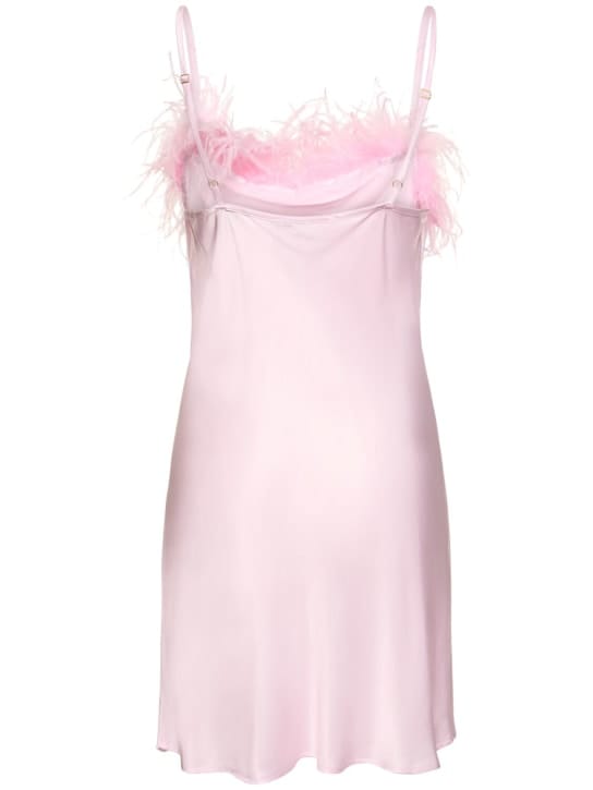 Sleeper: Vestido lencero corto con plumas
