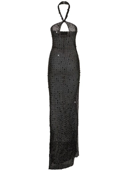 Aya Muse: Vestido largo de punto calado con lentejuelas
