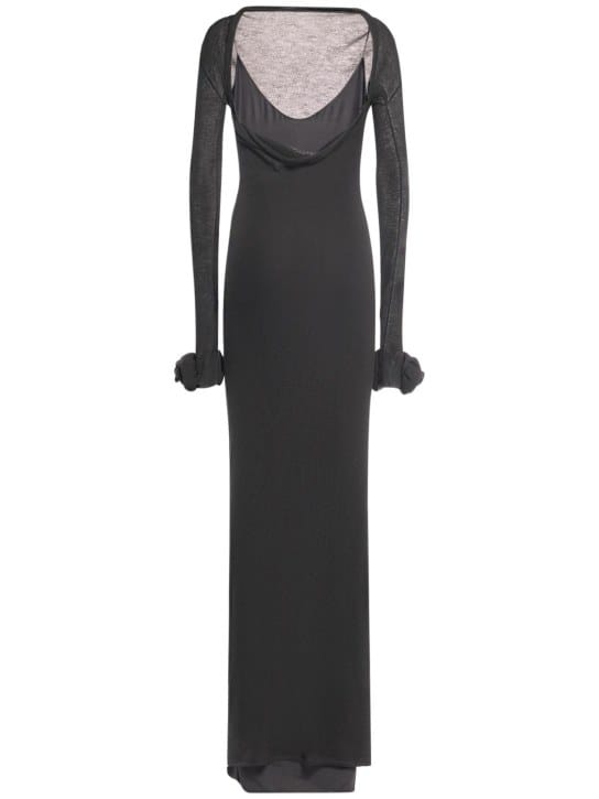 Blumarine: Long dress with floral appliqu s