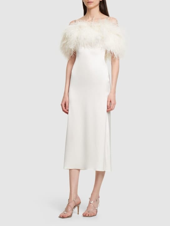 David Koma: Abito midi con piume di struzzo