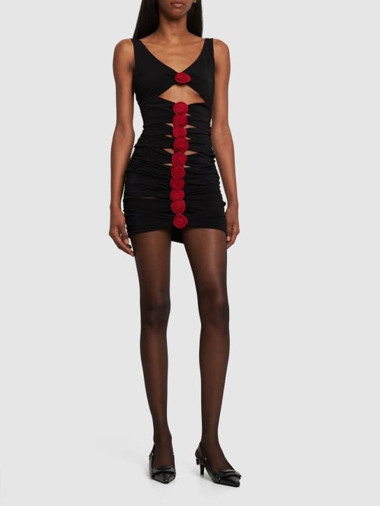 Magda Butrym: Ruched mini dress with floral appliqu s