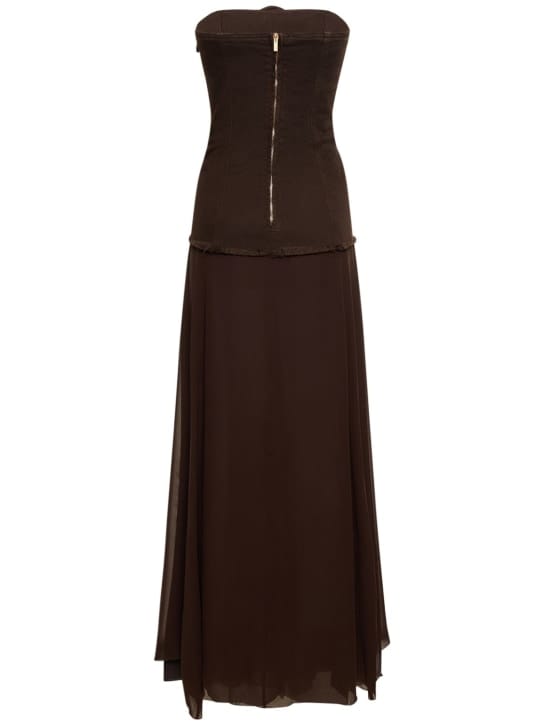 Blumarine: Silk maxi dress with ruffles