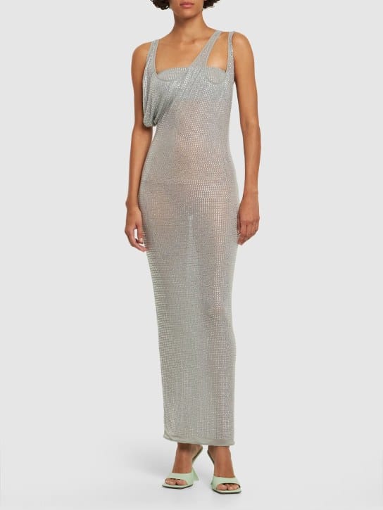 The Attico: Cupro maxi dress with crystals