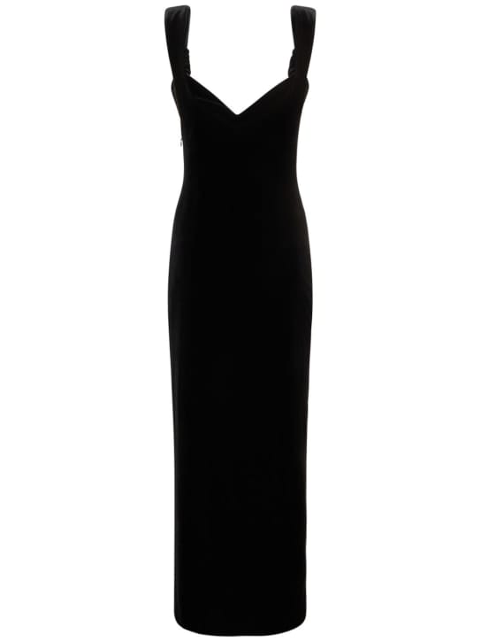 Galvan: Maxikleid aus Samt mit Schlitz
