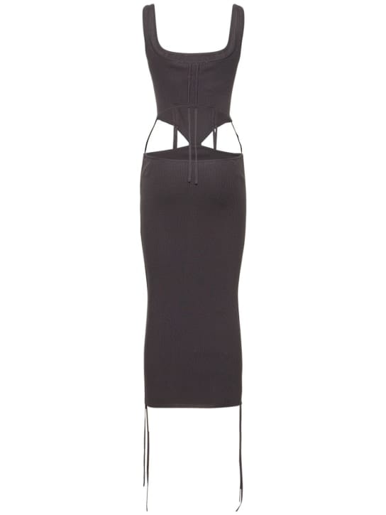 Cannari Concept: Vestido midi acanalado con aberturas