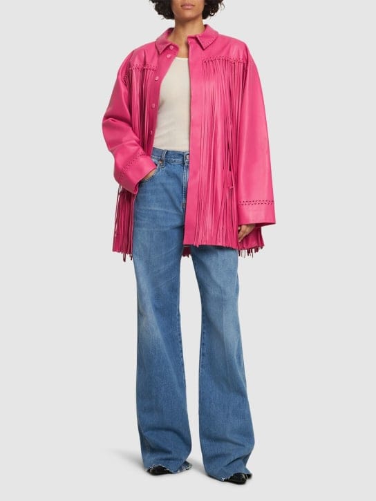 Oscar De La Renta - 流苏皮革长袖衬衫
