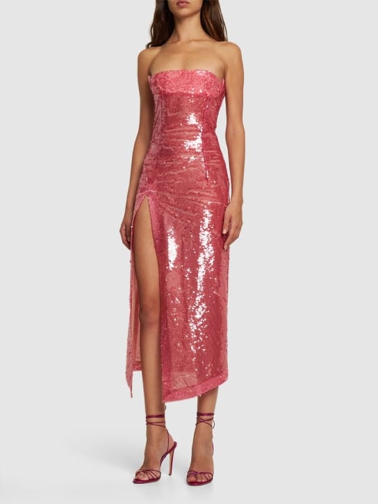The Attico: Long sequined dress with slit
