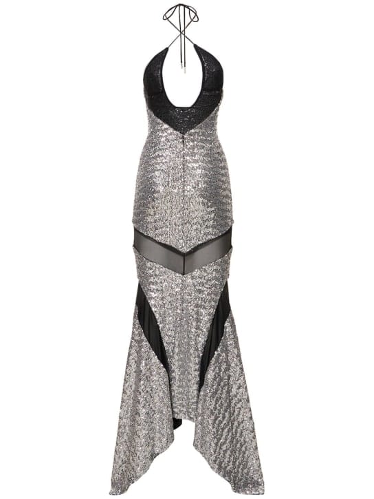 The Attico: Halterneck plunge maxi dress