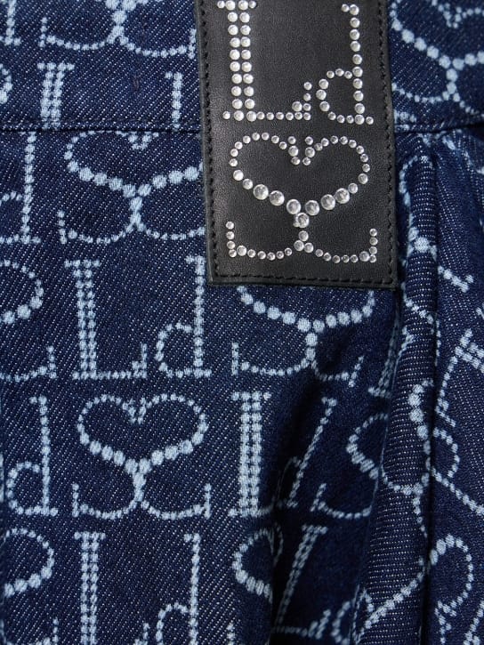 Ludovic de Saint Sernin: Monogram logo褶饰牛仔迷你短裙