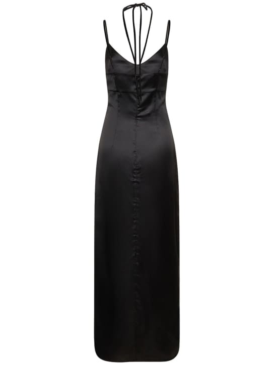 Designers Remix: Abito lungo in raso con spacco