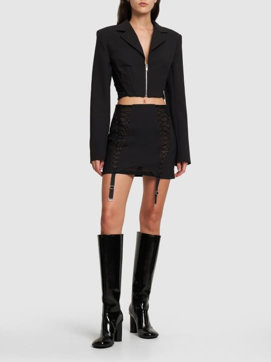 Dion Lee - 羊毛混纺双面布拉链开合迷你短裙