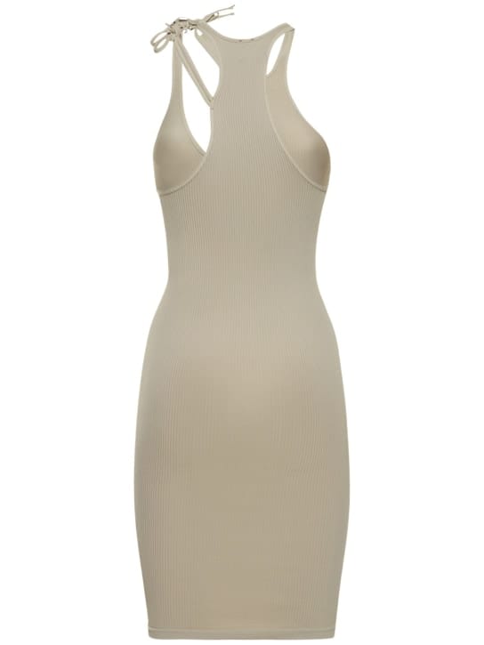 Andreadamo: Ribbed knit cut-out mini dress