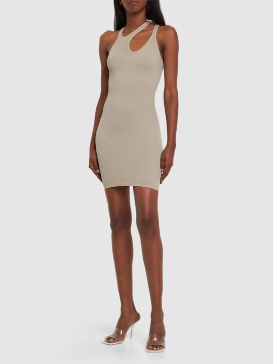 Andreadamo: Ribbed knit cut-out mini dress