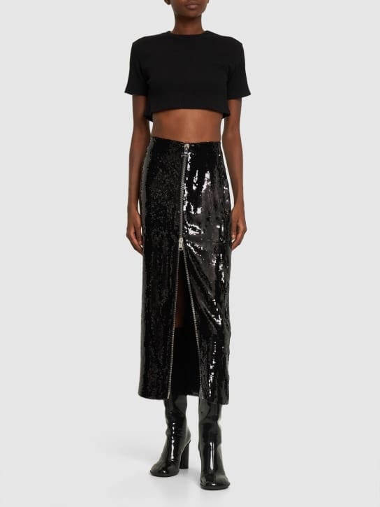 Brandon Maxwell - 高腰亮片拉链开合迷笛半身裙